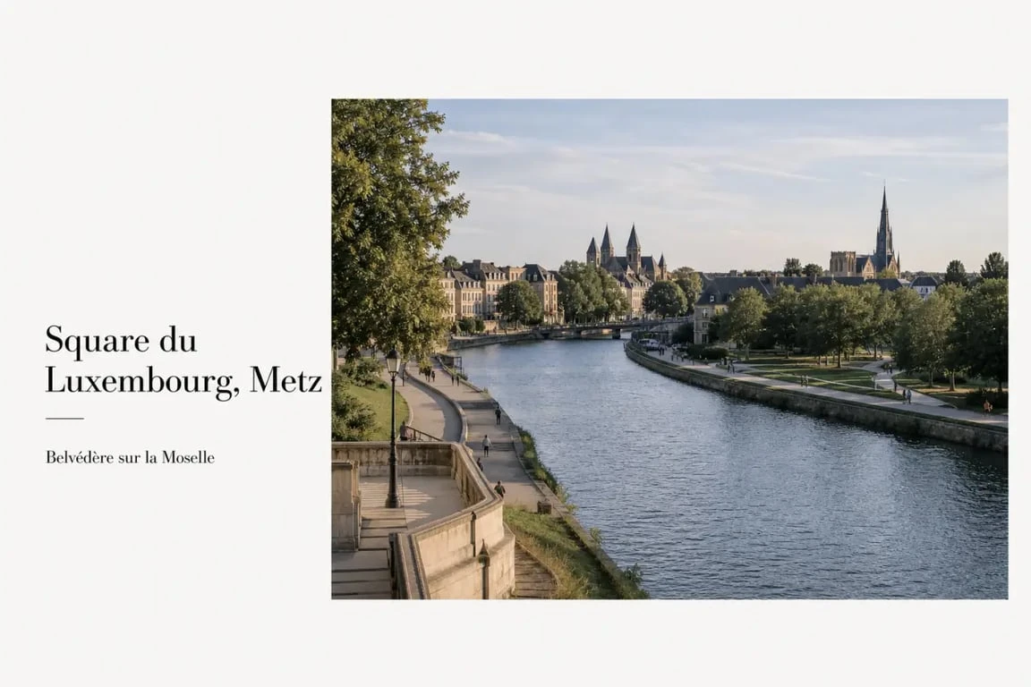 Square du Luxembourg Metz vu depuis le belvédère sur la Moselle
