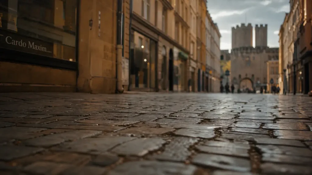 Metz Serpenoise : rue romaine sous le bitume, pavés et Porte Serpenoise