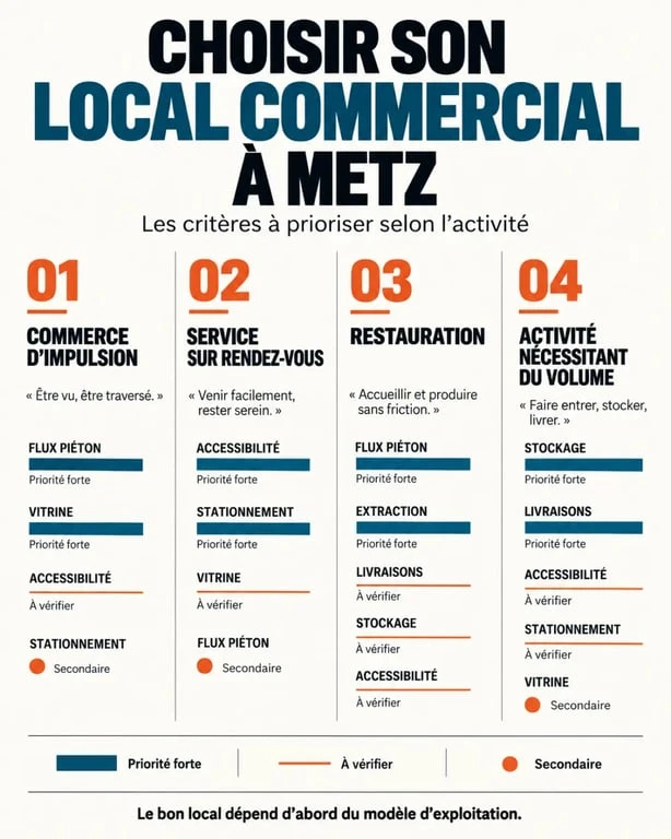 Critères pour choisir un local commercial à Metz selon l’activité