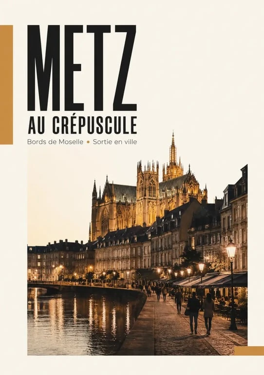 Sortir a Metz au crépuscule avec la cathédrale Saint-Étienne et les bords de Moselle