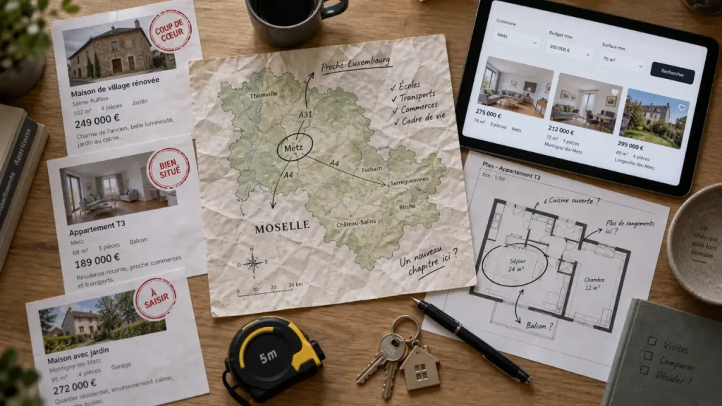 Immobilier Moselle : comparaison des prix par commune, surface et terrain