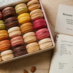 Macaron Metz artisanal : boîte de macarons sur comptoir en bois