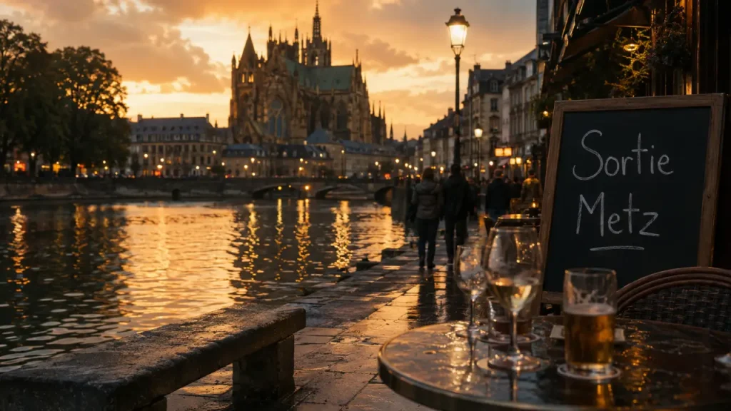 Sortir a Metz : coucher de soleil sur la Moselle, cathédrale Saint-Étienne