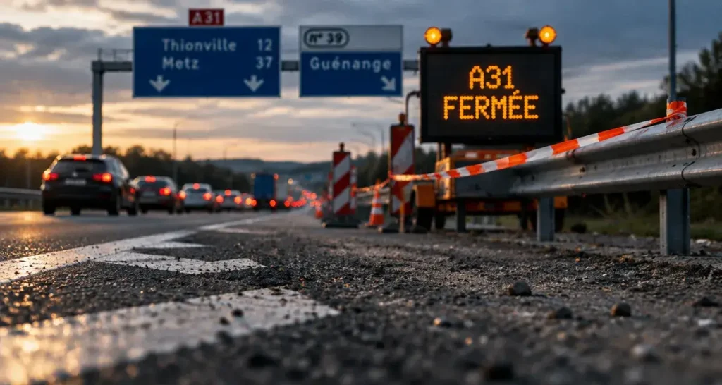 A31 fermée à Guénange : ralentissements vers Metz ce dimanche