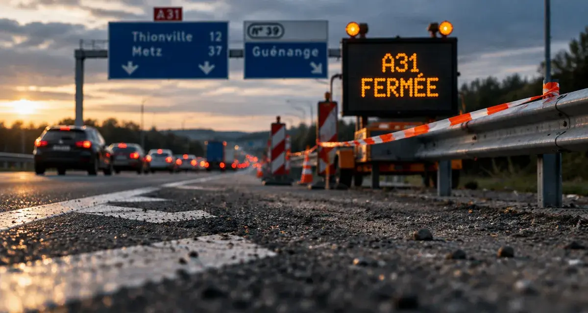 A31 fermée à Guénange : ralentissements vers Metz ce dimanche