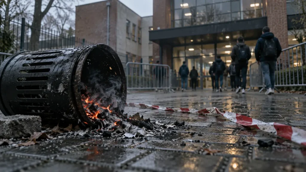 Feu de poubelle devant le lycée Léonard-de-Vinci à Montigny-lès-Metz