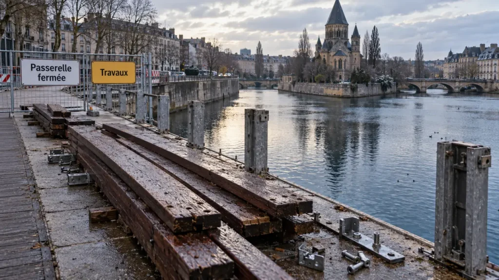 Metz : la passerelle du Temple Neuf fermée pour travaux